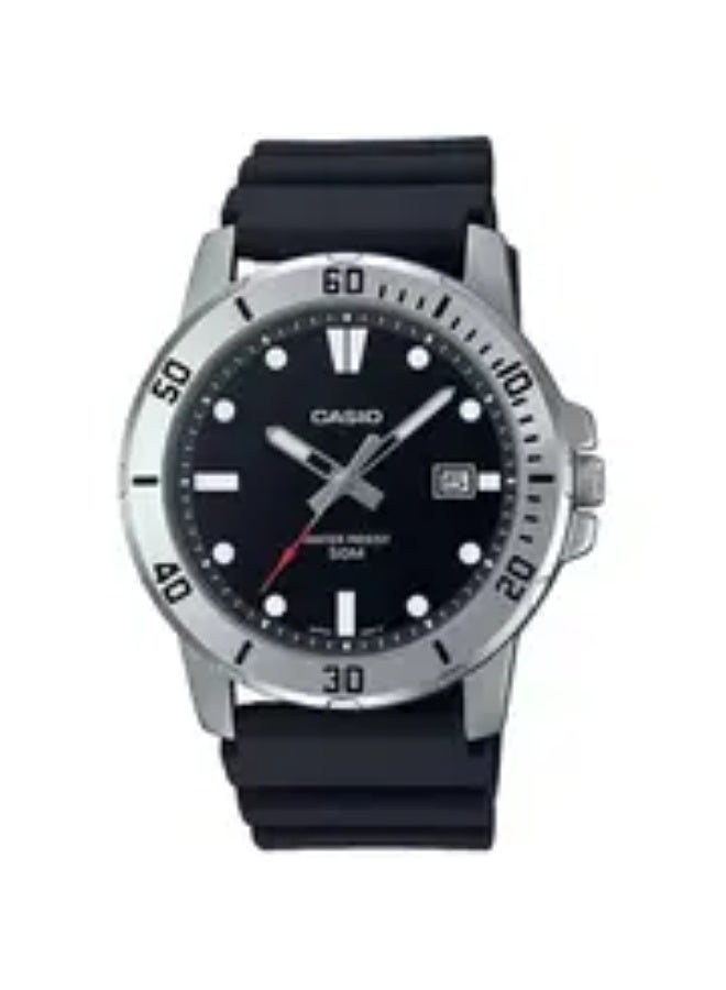 Casio Herren-Armbanduhr, MTP-VD01-1EVUDF, schwarzes Zifferblatt
